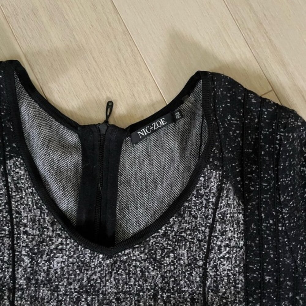 Nic + Zoe Fit & Flare Black and Grey Knit Petite Dress - Picture 5 of 8